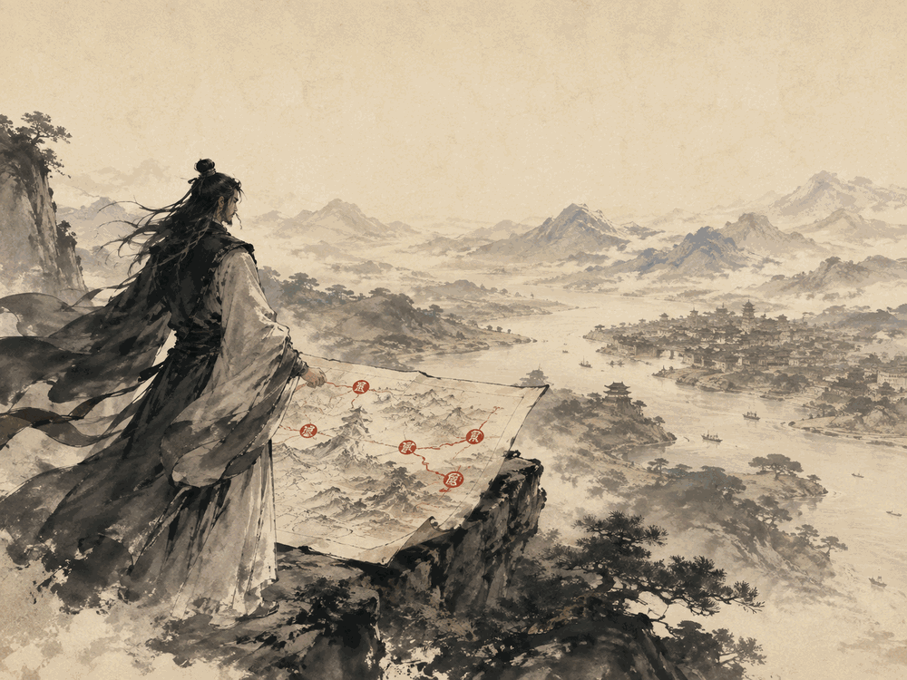 商业咨询水墨插画